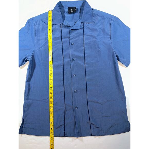 Milano Bay Original Retro Men Size Small 90s Blue Short Sleeve Button Down Shirt - Picture 2 of 8